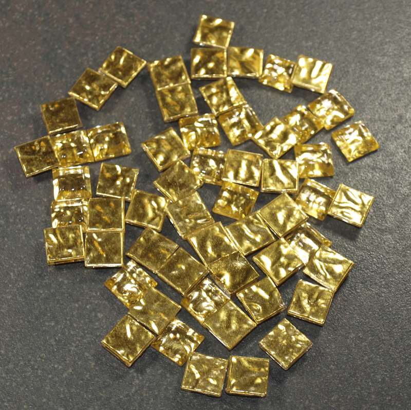 Bisazza 1 x 1 cm Or Jaune Bosselé Biseauté, à la pièce