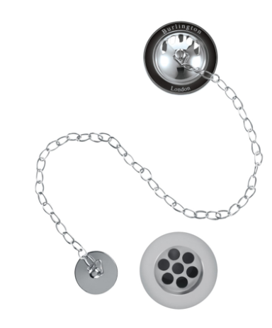 Burlington - Trop-Plein Baignoire Bouchon + Chaîne - W3