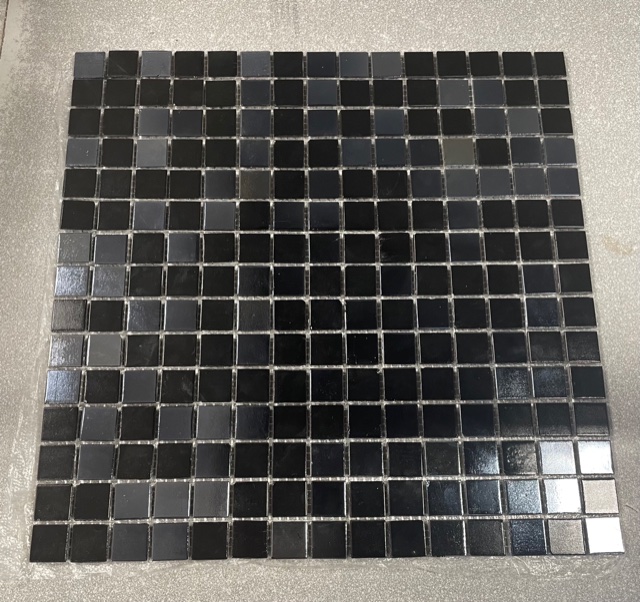 Pate de verre Irisé Madre Perla mixte Noir 2 x 2 cm, à la plaque