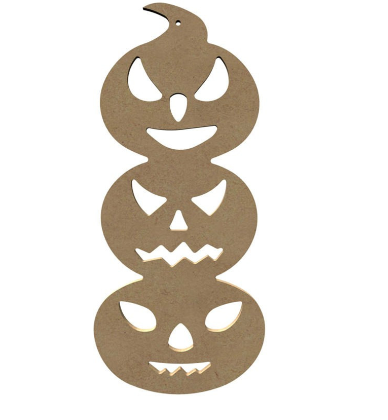  3 Citrouilles Verticales en Bois à Décorer N°2