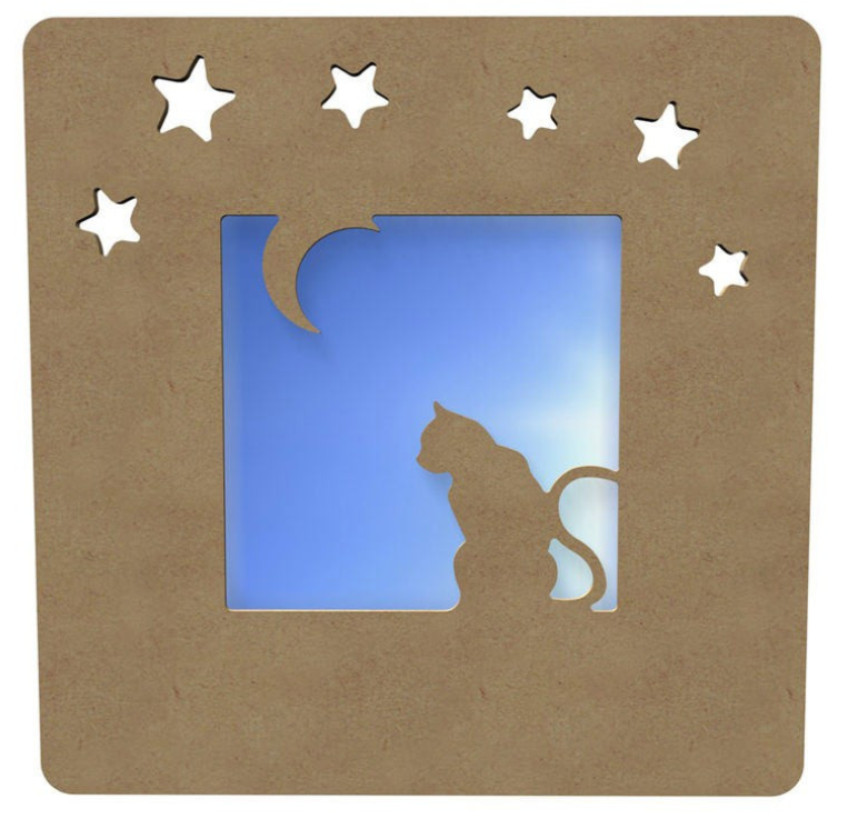 Miroir chat et lune en bois à décorer 38 x 38cm cm