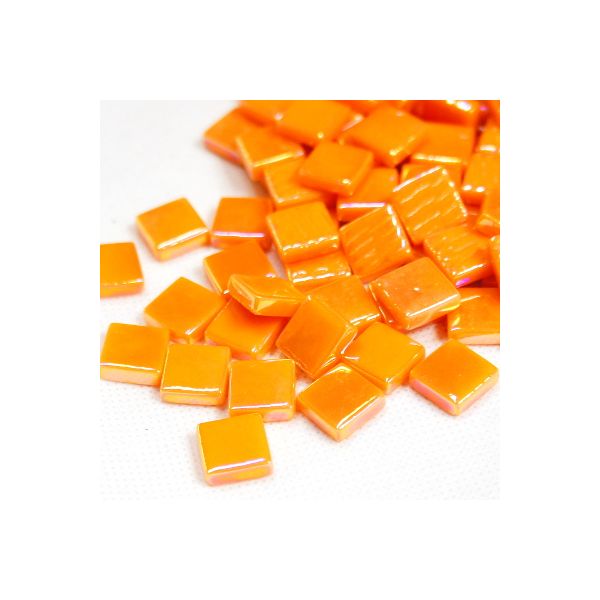 Pate de Verre 1.2 x 1.2 cm - Orange Irisé, Par 100 g