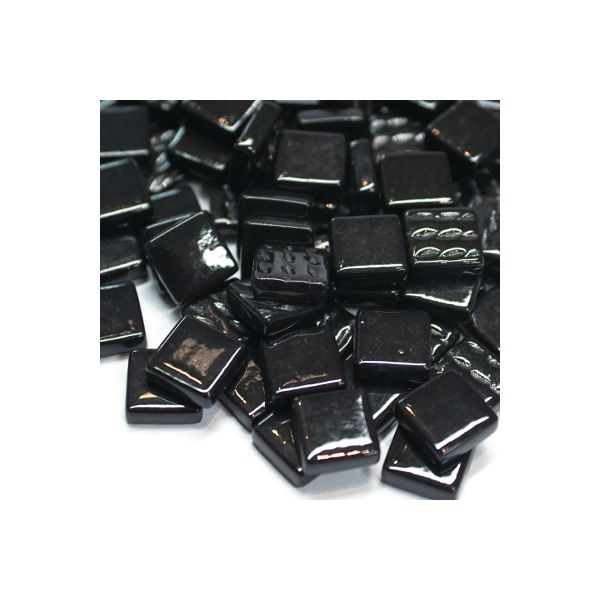 Pate de Verre 1.2 x 1.2 cm - Noir Unis, Par 100 g
