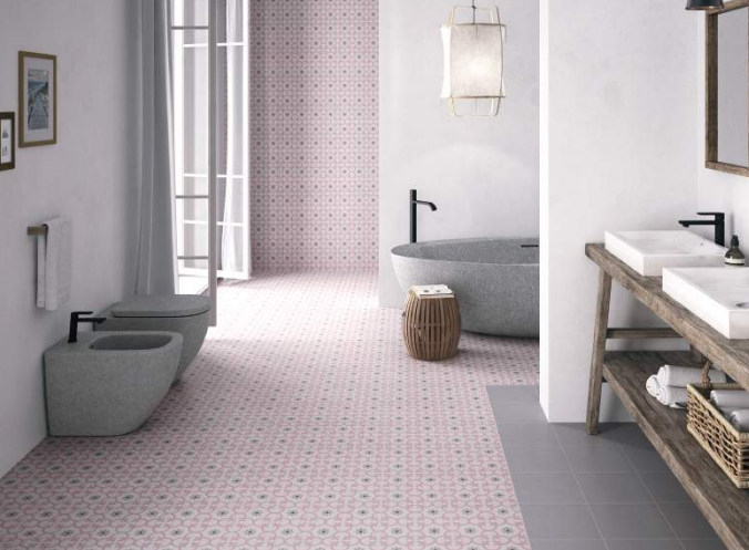 Grès Cérame Dalia Rose, 25 x 25 cm, ep. 9 mm , Vendu au m²